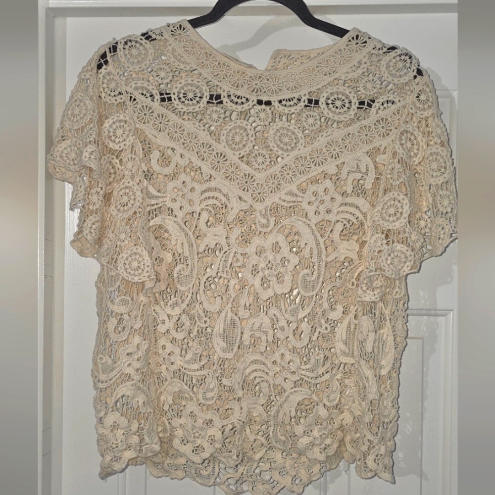 Adiva Cream Ruffled Embellished Blouse
